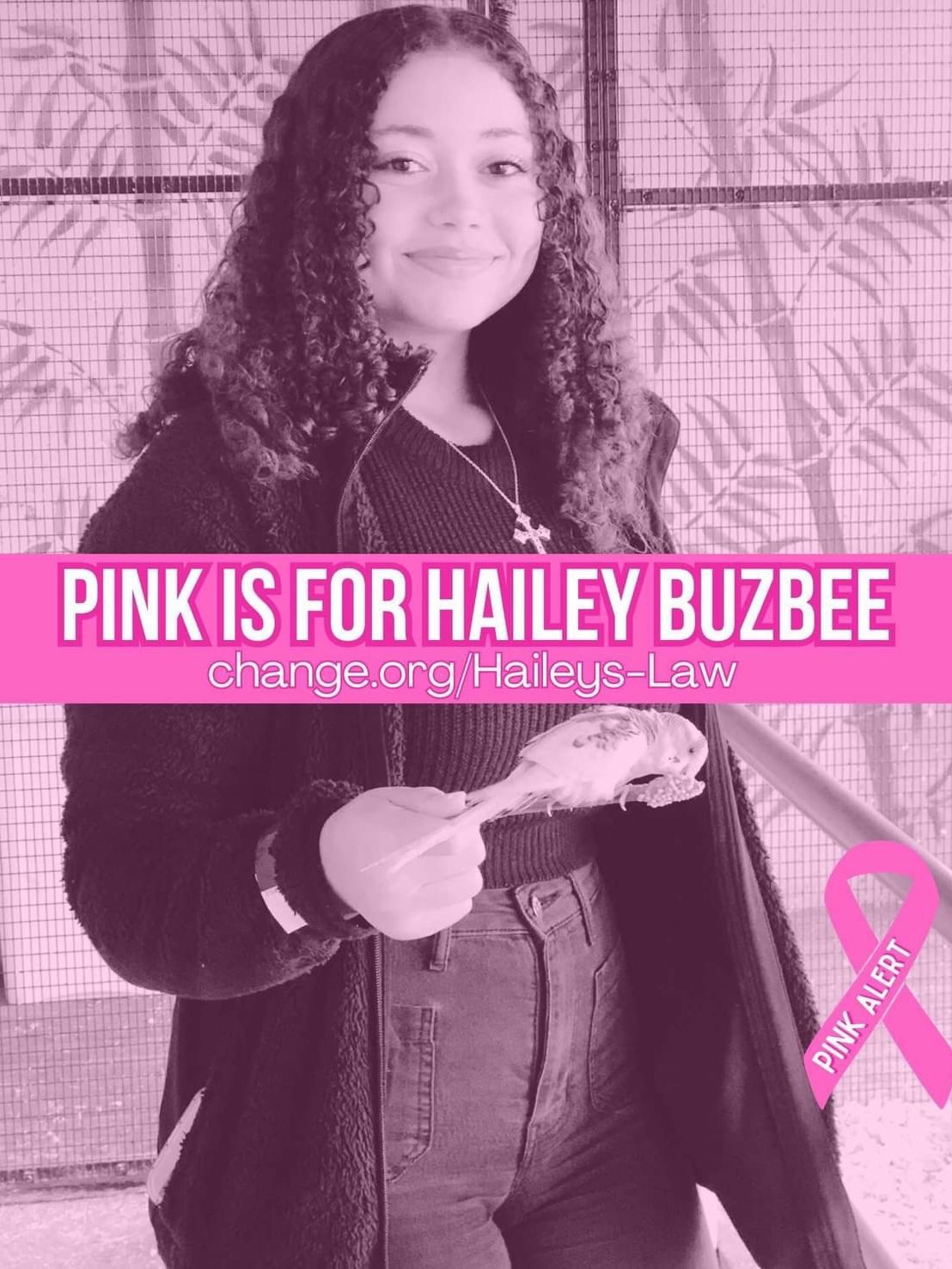 Pink is for Hailey Buzbee text over portrait of Hailey